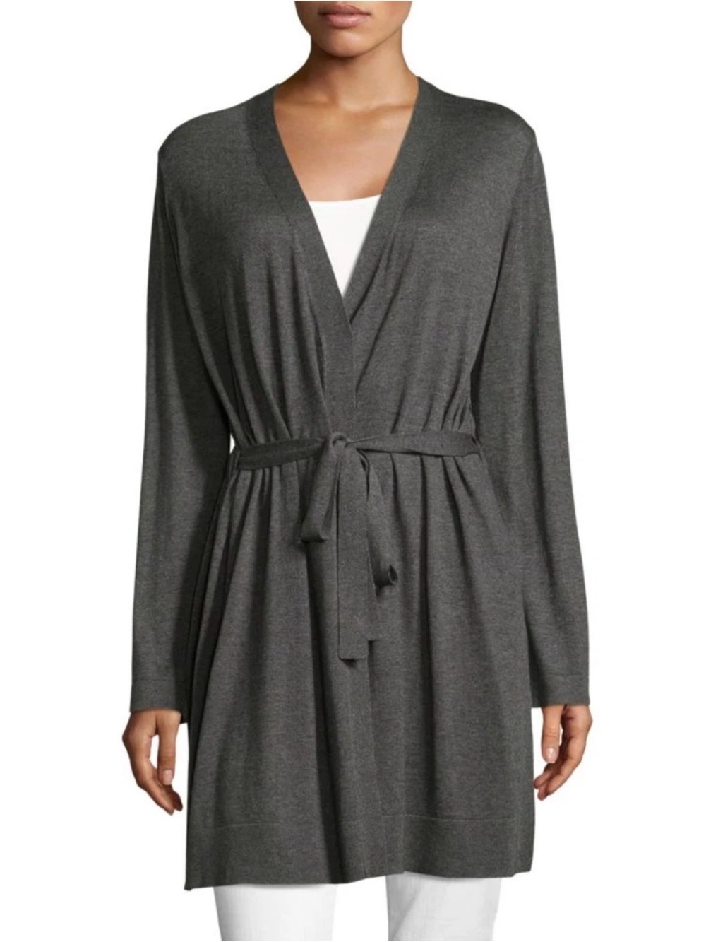 Eileen Fisher Tencel Organic Cotton Silk Simple Long Cardigan